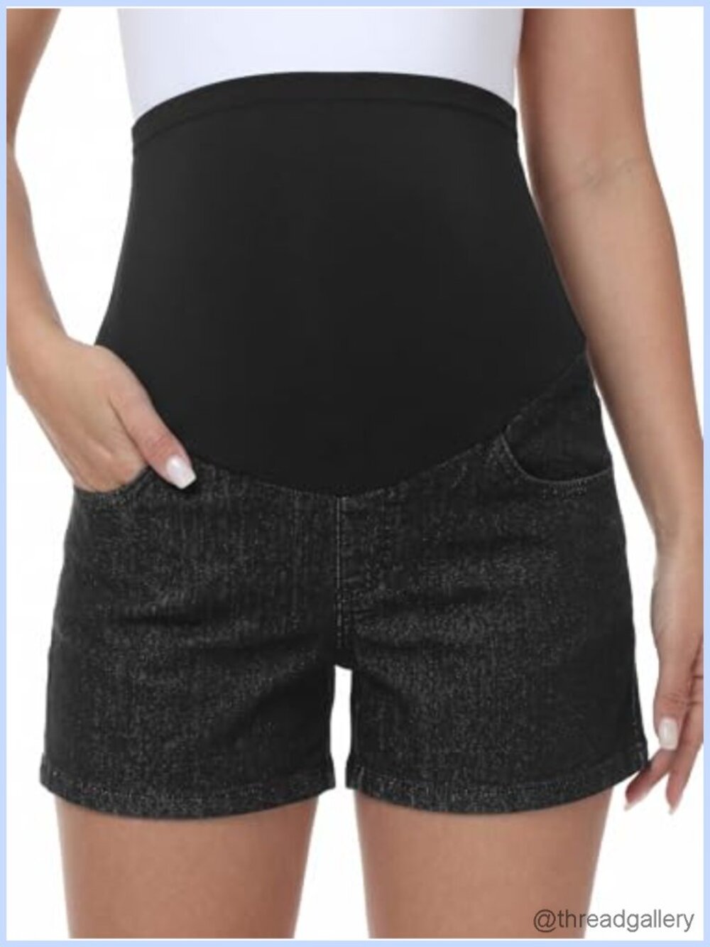 Maternity Denim Shorts High Rise Stretchy Belly Support Summer Jean Shorts